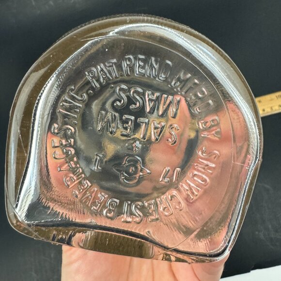 Vtg 1950s Clear Glass Bear Bank Snow Crest Beverages Salem Mass No Lid Top READ - Picture 9 of 13